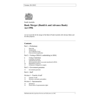 Bank Merger (BankSA and Advance Bank) Act 1996