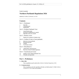 Northern Parklands Regulations 2026