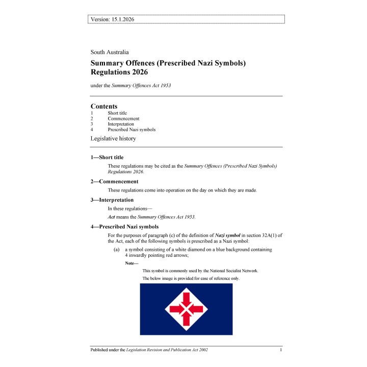 Summary Offences (Prescribed Nazi Symbols) Regulations 2026