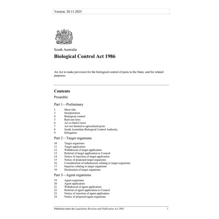 Biological Control Act 1986