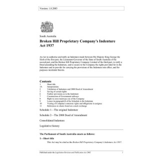 Broken Hill Proprietary Companys Indenture Act 1937