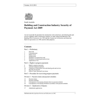 Building and Construction Industry Security of Payment Act 2009