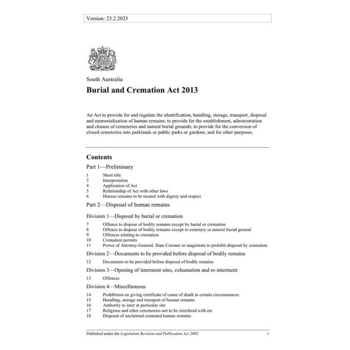 Burial and Cremation Act 2013