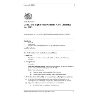 Cape Jaffa Lighthouse Platform (Civil Laibility) Act 2005