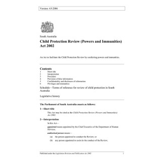 Child Protection Review (Powers and Immunities) Act 2002