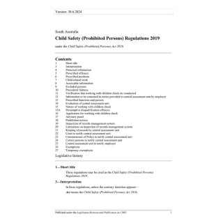 Child Safety (Prohibited Persons) Regulations 2019