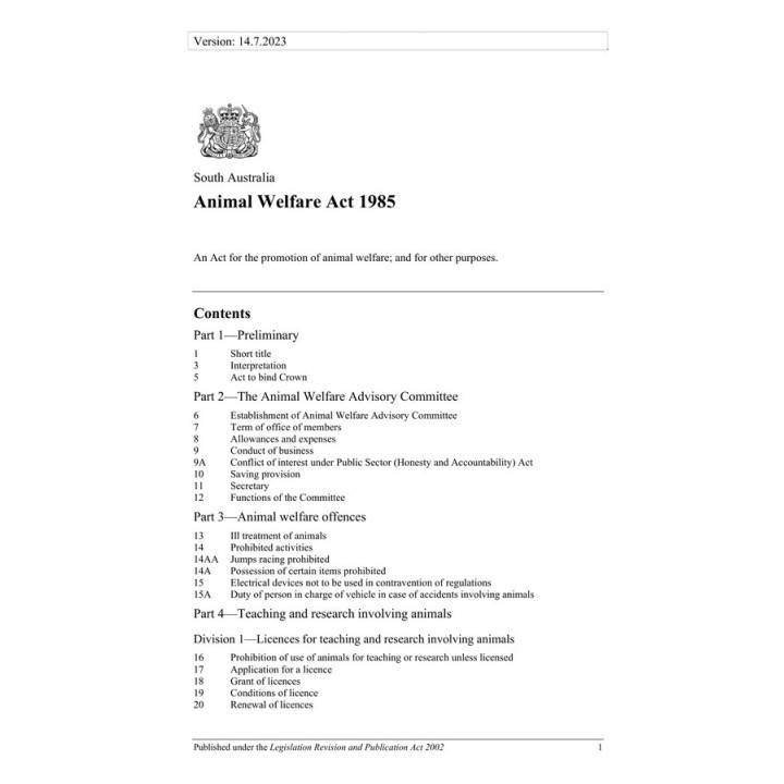 Animal Welfare Act 1985