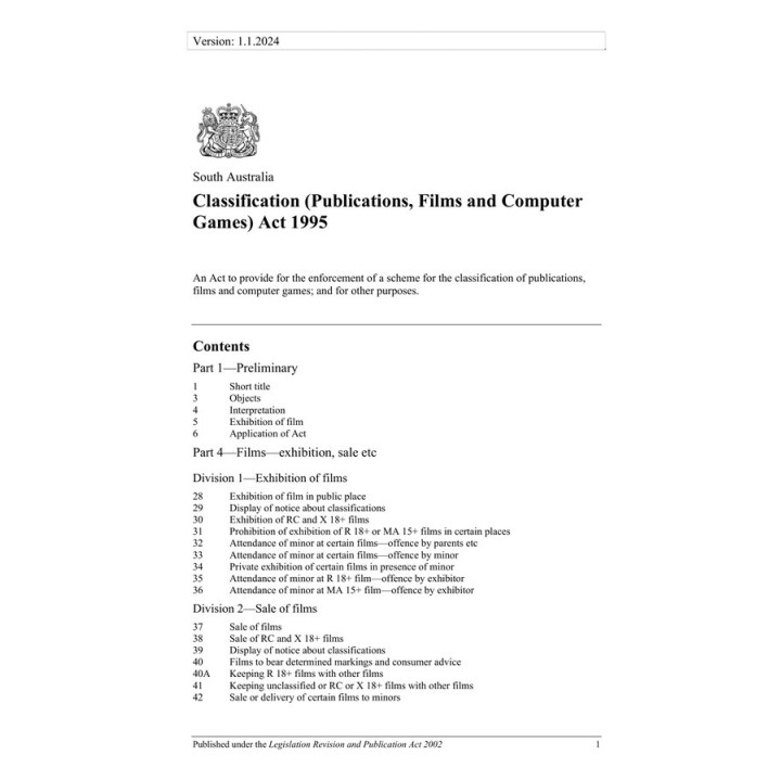 Classification (Publications Films and Computer Games) Act 1995