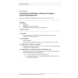 Classification (Publications Films and Computer Games) Regulations 2011