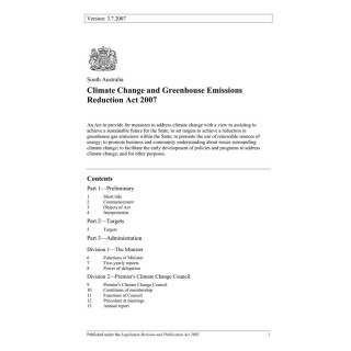 Climate Change and Greenhouse Emissions Reduction Act 2007