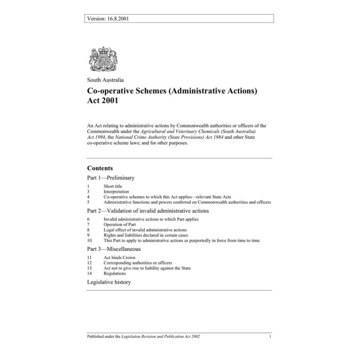 Co-operative Schemes (Administrative Actions) Act 2001