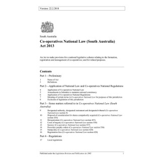 Co-operatives National Law (South Australia) Act 2013