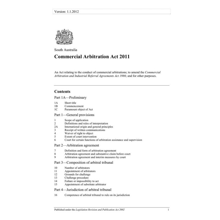 Commercial Arbitration Act 2011
