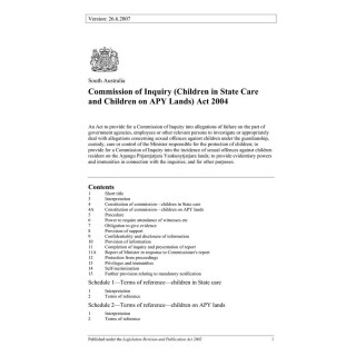Commission of Inquiry (Children in State Care and Children on APY Lands) Act 2004