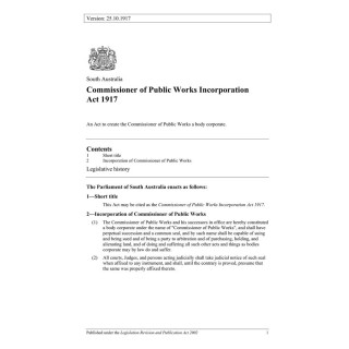 Commissioner of Public Works Incorporation Act 1917