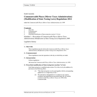 Commonwealth Places (Mirror Taxes Administration) (Modification of State Taxing Laws) Regulations 2014
