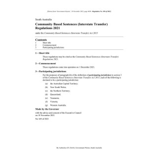 Community Based Sentences (Interstate Transfer) Regulations 2021