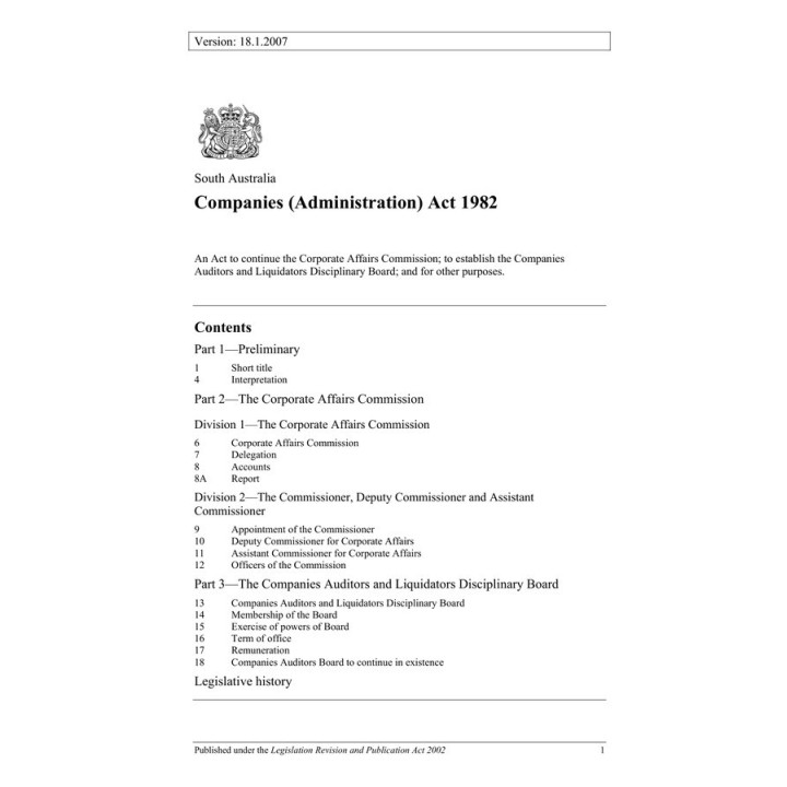 Companies (Administration) Act 1982