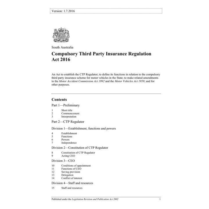 Compulsory Third Party Insurance Regulation Act 2016