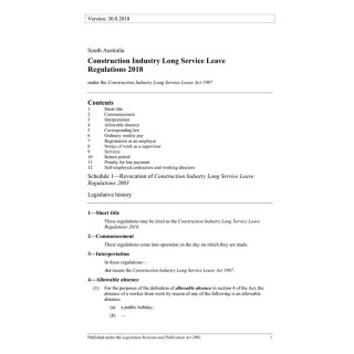 Construction Industry Long Service Leave Regulations 2018