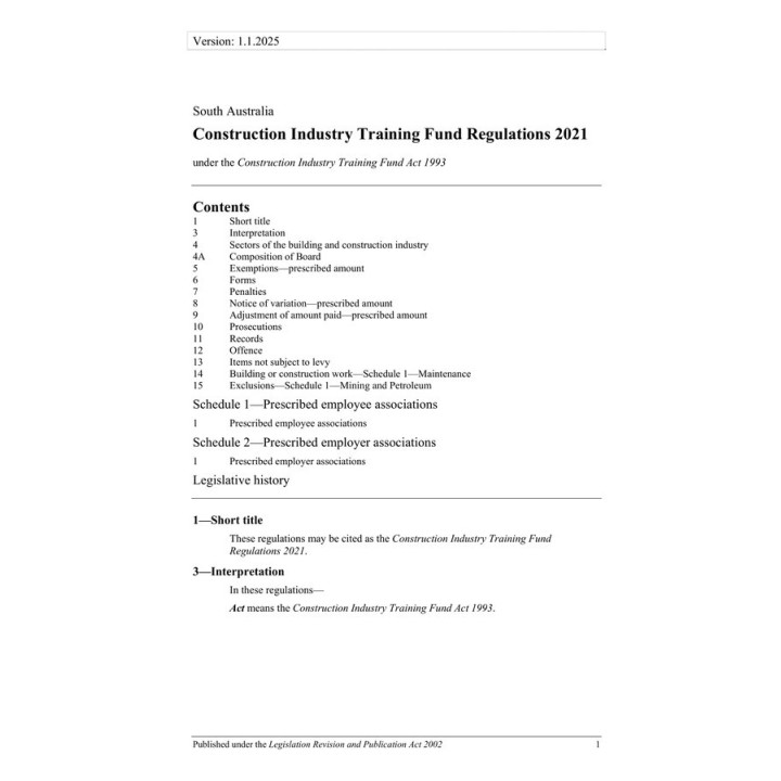 Construction Industry Training Fund Regulations 2021