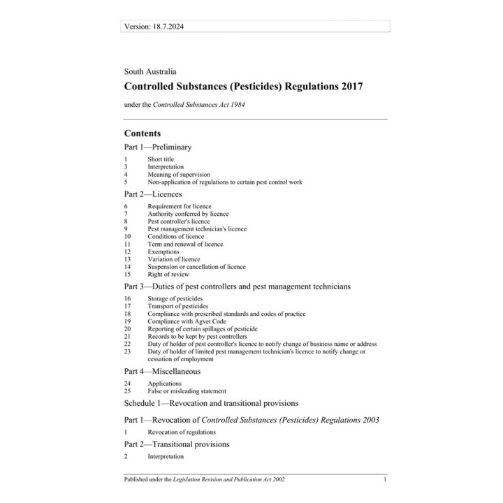 Controlled Substances (Pesticides) Regulations 2017