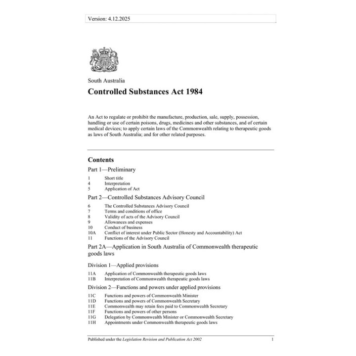 Controlled Substances Act 1984
