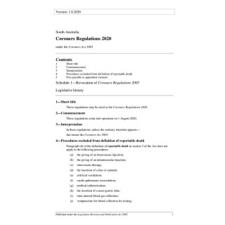 Coroners Regulations 2020