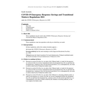 COVID-19 Emergency Response (Savings and Transitional Matters) Regulations 2021