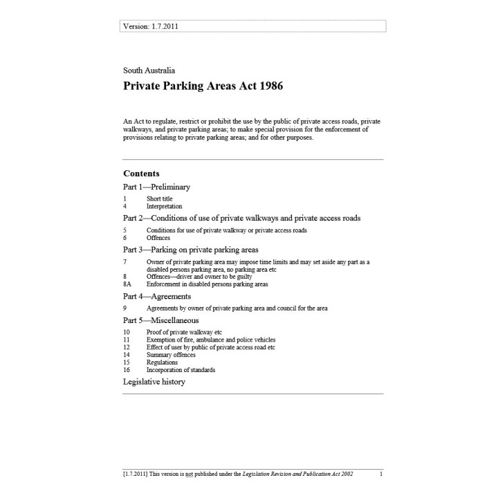Private Parking Areas Act 1986
