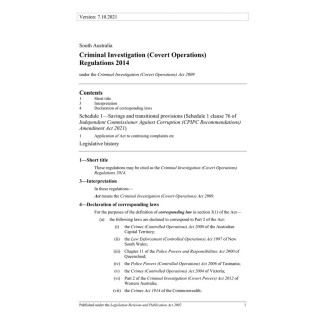 Criminal Investigation (Covert Operations) Regulations 2014