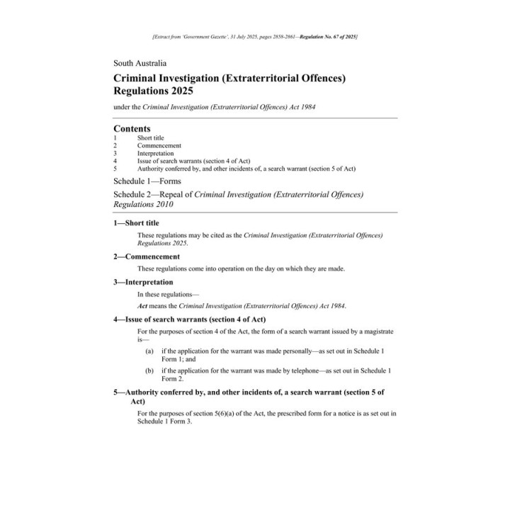 Criminal Investigation (Extraterritorial Offences) Regulations 2025