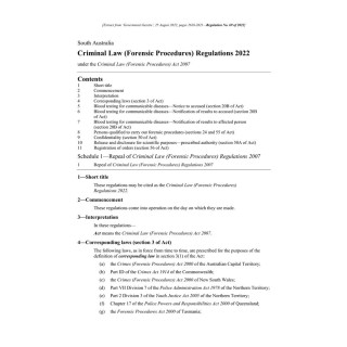 Criminal Law (Forensic Procedures) Regulations 2022