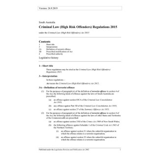 Criminal Law (High Risk Offenders) Regulations 2015