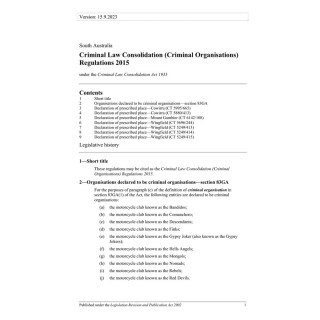 Criminal Law Consolidation (Criminal Organisations) Regulations 2015