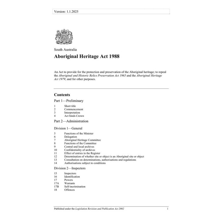 Aboriginal Heritage Act 1988