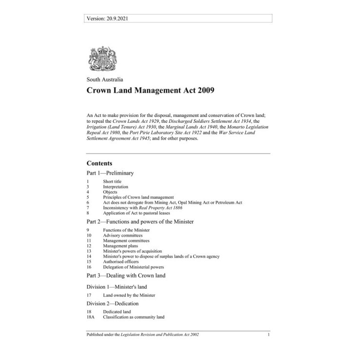 Crown Land Management Act 2009