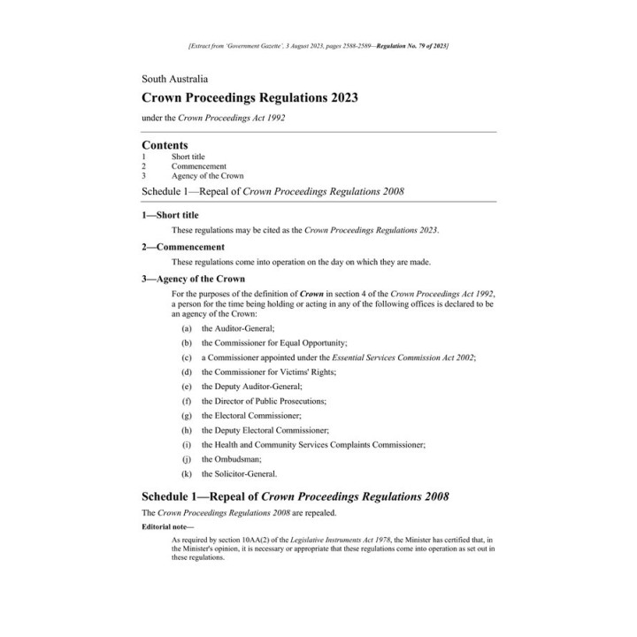 Crown Proceedings Regulations 2023