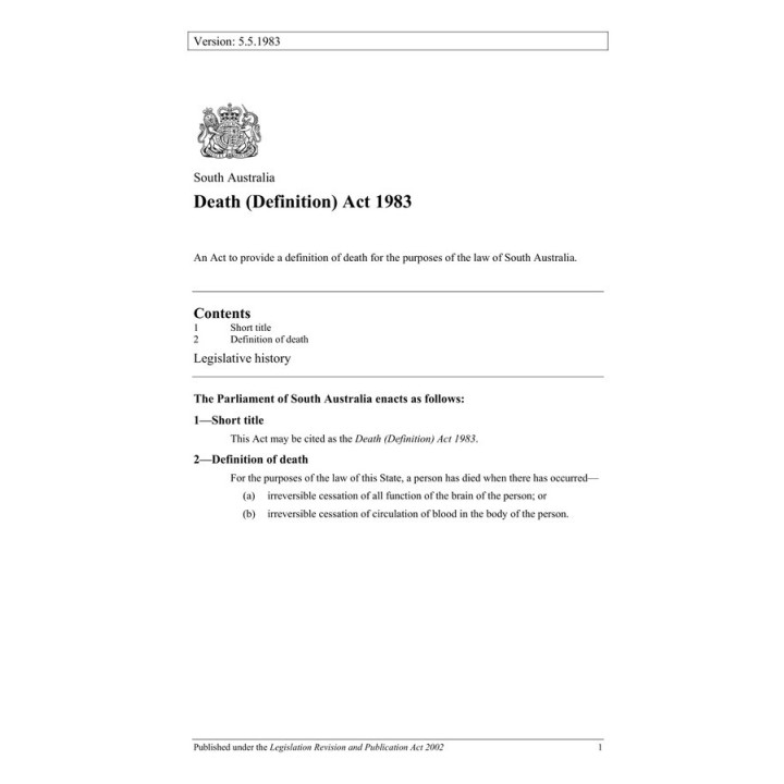 Death (Definition) Act 1983