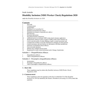 Disability Inclusion (NDIS Worker Check) Regulations 2020