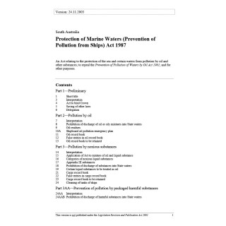 Protection of Marine Waters (Prevention of Pollution from Ships) Act 1987