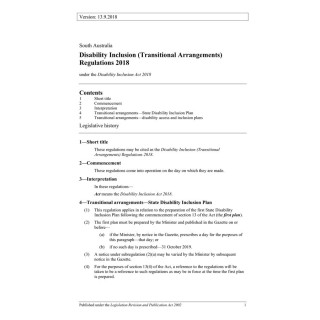 Disability Inclusion (Transitional Arrangements) Regulations 2018
