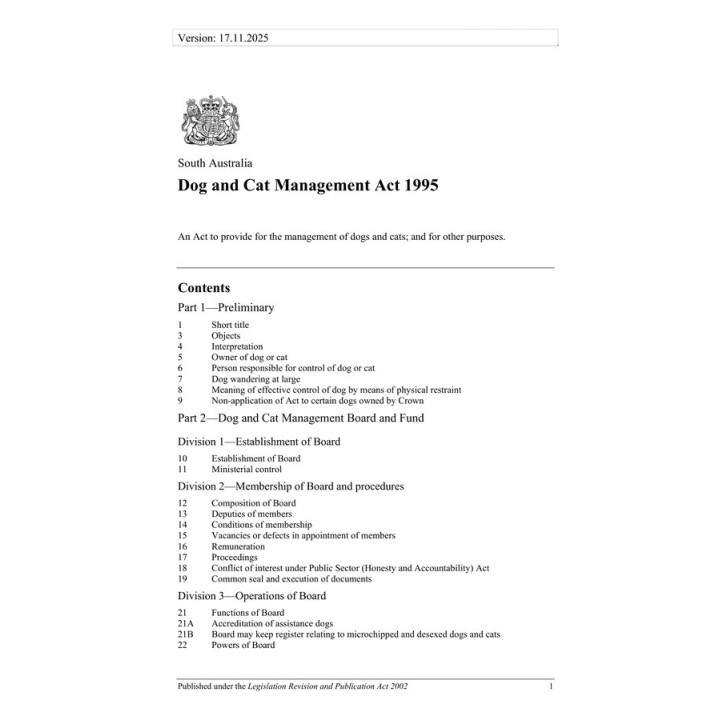Dog and Cat Management Act 1995