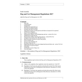 Dog and Cat Management Regulations 2017
