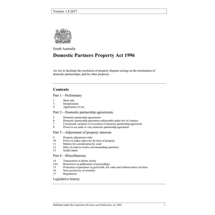 Domestic Partners Property Act 1996