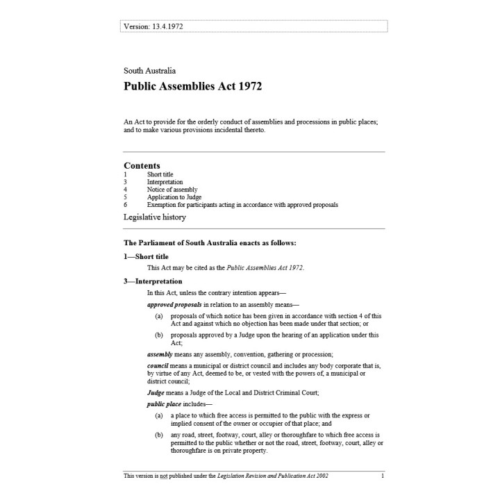 Public Assemblies Act 1972