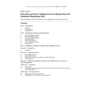 Education and Early Childhood Services (Registration and Standards) Regulations 2025
