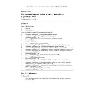 Electoral (Voting and Other Matters) Amendment Regulations 2025