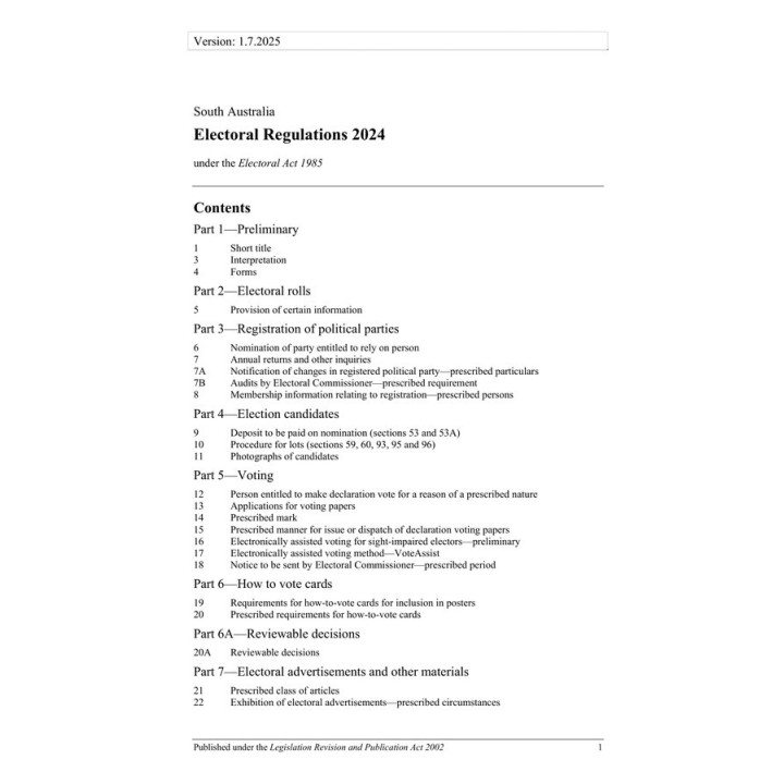 Electoral Regulations 2024