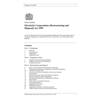 Electricity Corporations (Restructuring and Disposal) Act 1999